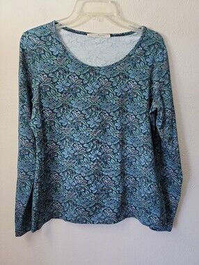 Peruvian Connection Blue Floral Long-Sleeve Top